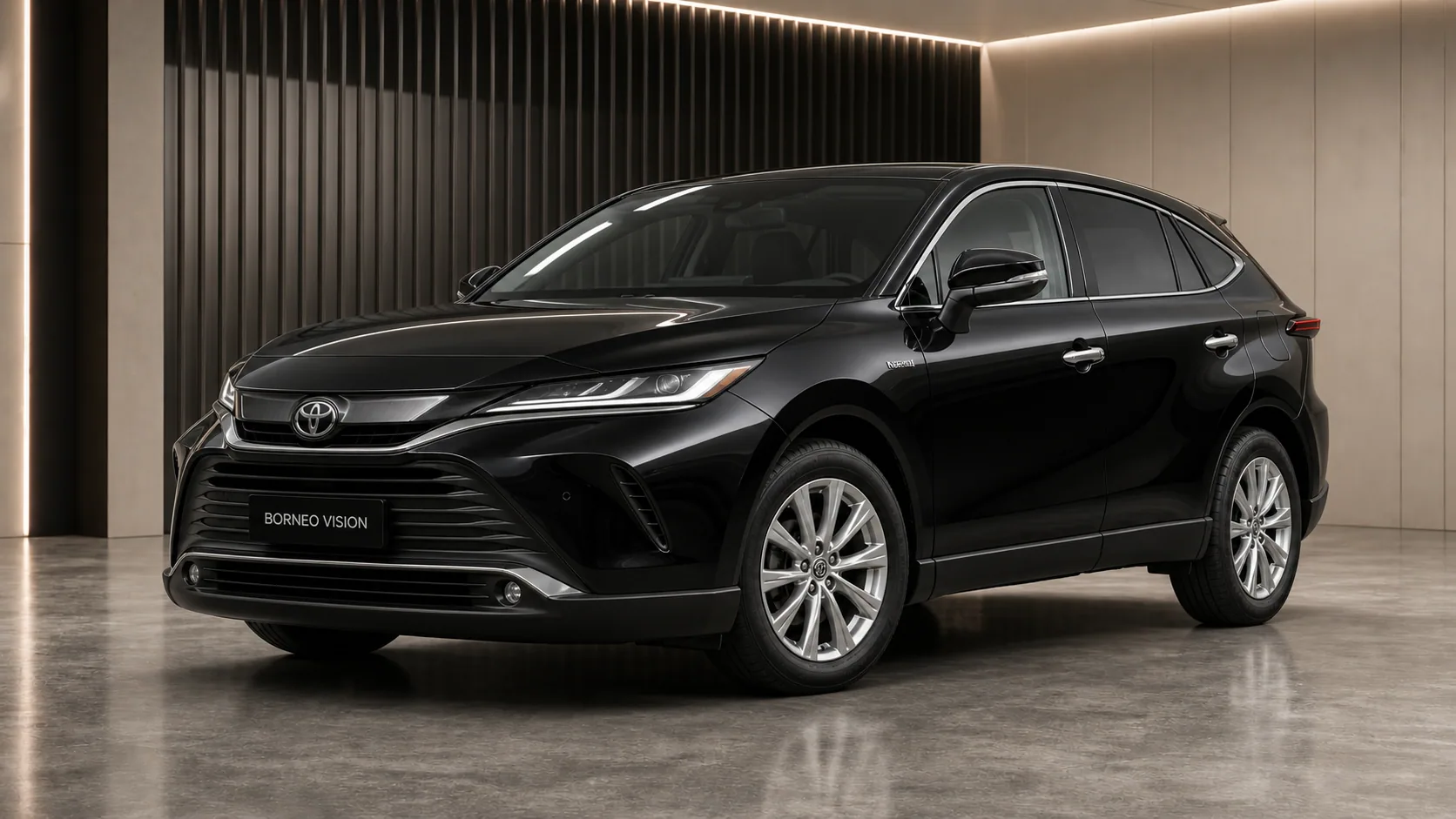Toyota Harrier XU80 in factory-stock appearance, front three-quarter view — BORNEO VISION generated factory reference