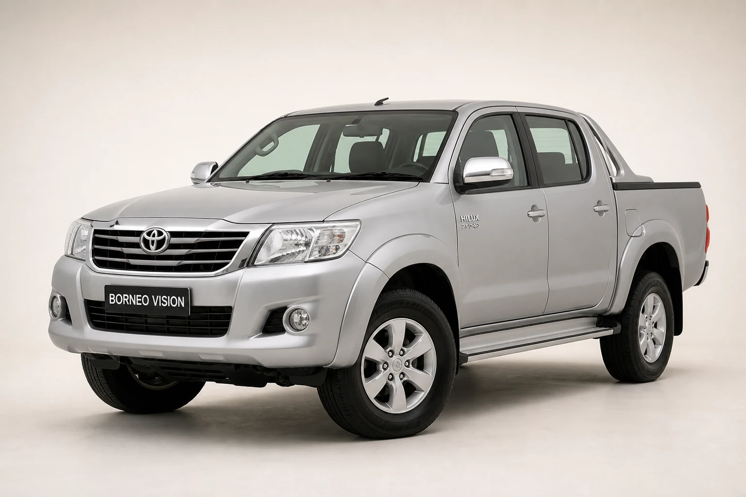 Toyota Hilux Vigo factory-state AI reference with BORNEO VISION plate