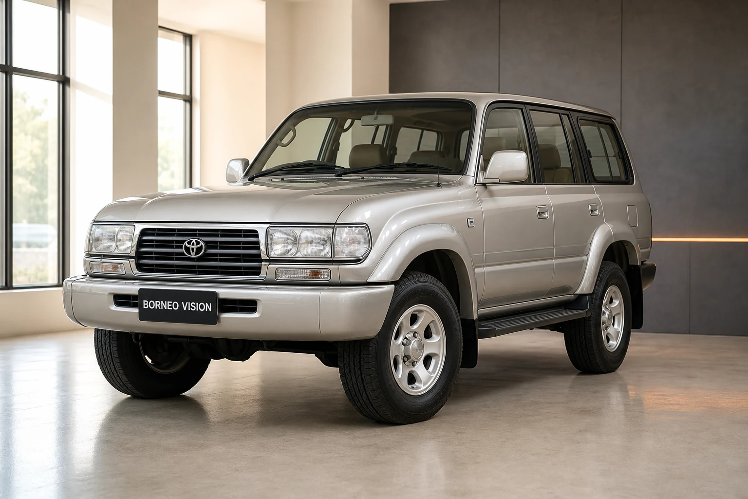 Toyota Land Cruiser 80 Series factory-state AI reference with BORNEO VISION plate