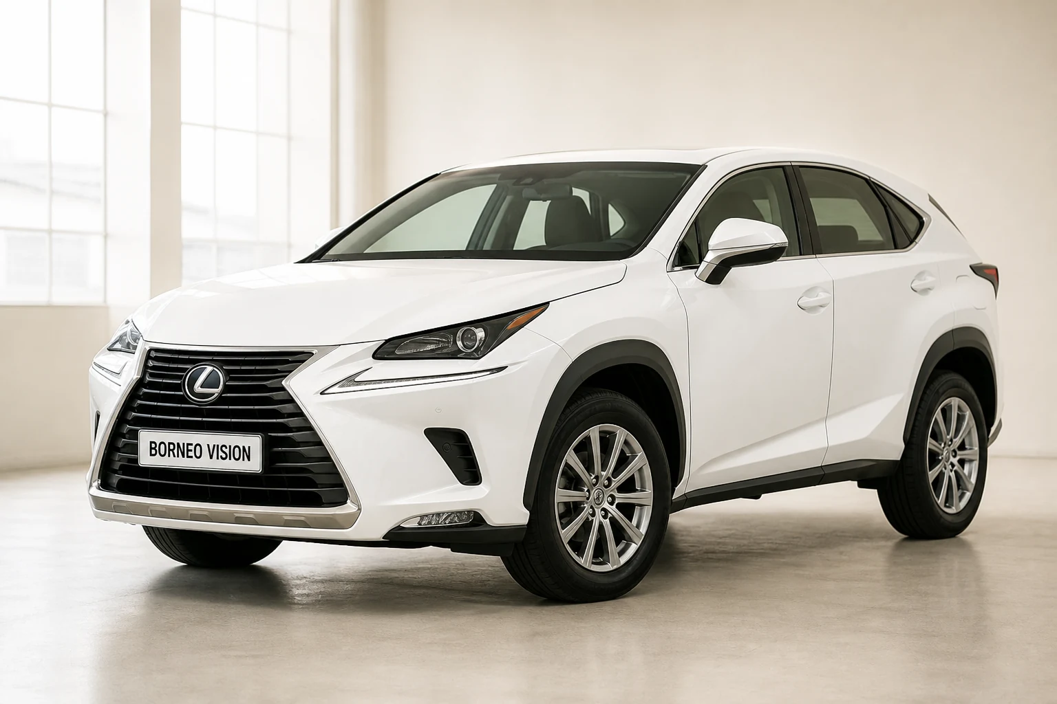 Lexus Nx Az10 factory-state AI reference with BORNEO VISION plate