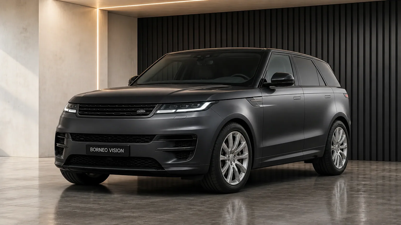 Range Rover Sport L461 in factory-stock appearance, front three-quarter view — BORNEO VISION generated factory reference