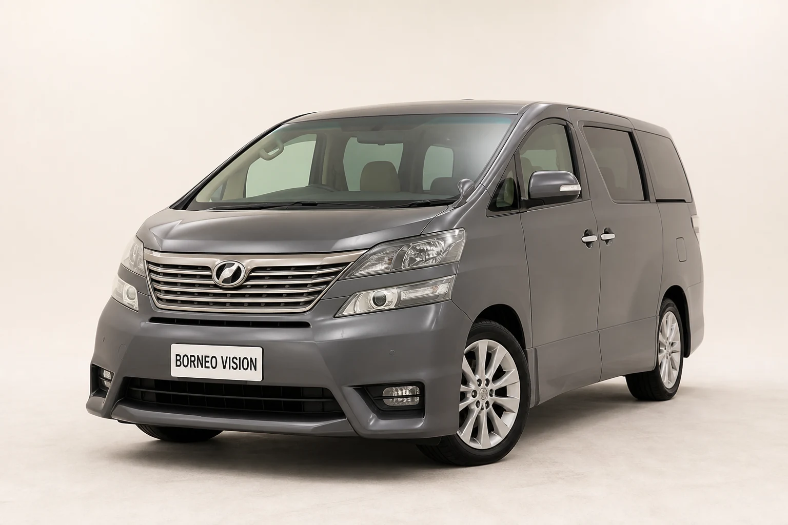 Toyota Vellfire 20 Series factory-state AI reference with BORNEO VISION plate