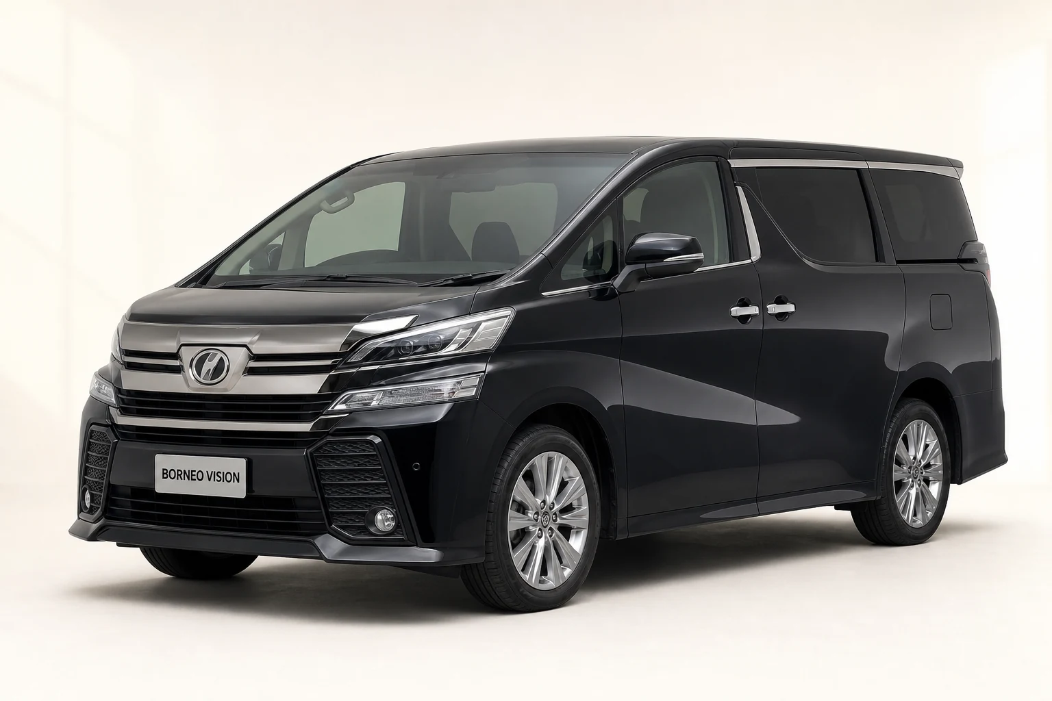 Toyota Vellfire 30 Series factory-state AI reference with BORNEO VISION plate