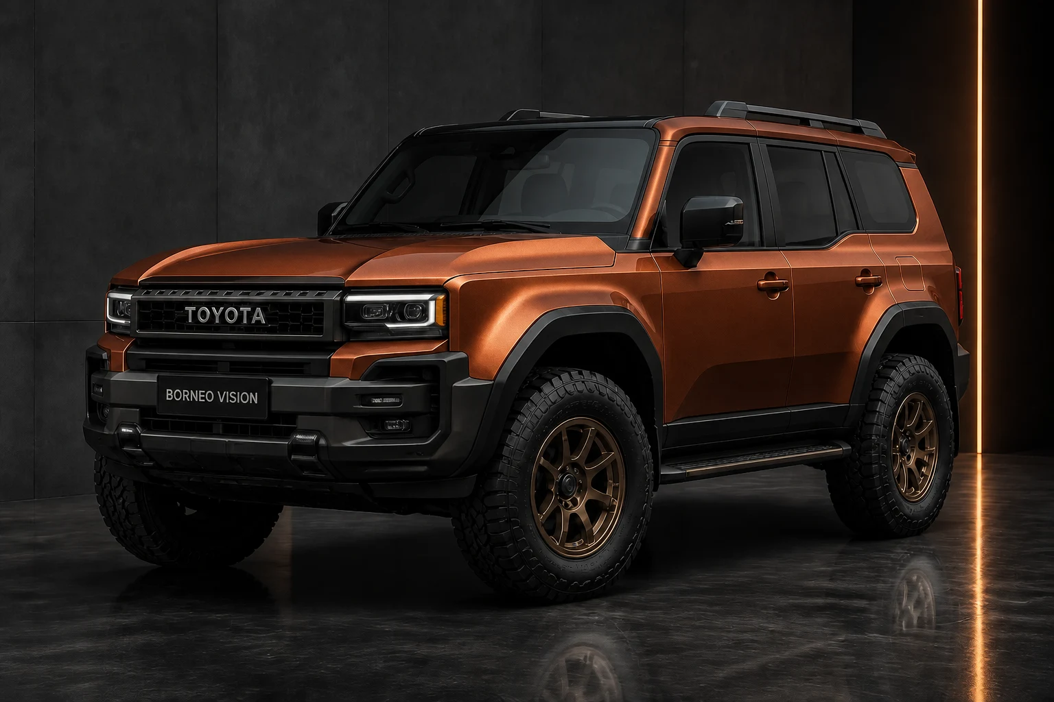 Borneo Copper 2026 Toyota Land Cruiser 250 BORNEO VISION Terrain Signature Concept, front three-quarter view