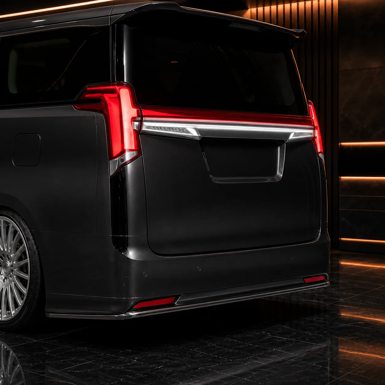Toyota Alphard 30 facelift vertical rear-lamp and garnish conversion AI concept detail