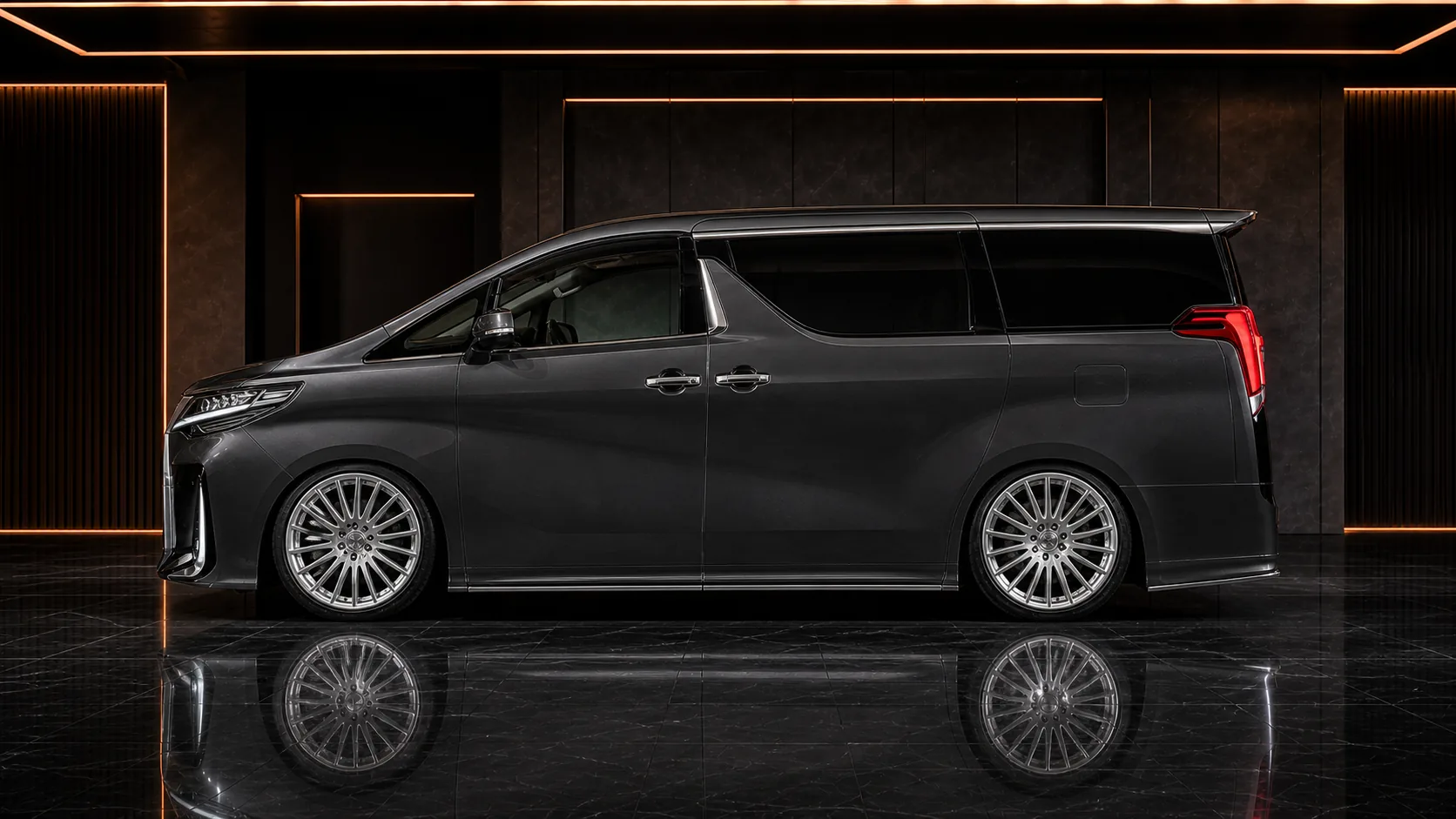 Toyota Alphard 30 facelift LM350-style front and rear conversion side-profile AI concept visual