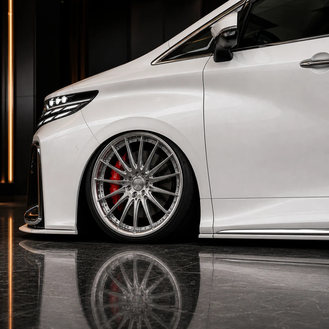 Toyota Alphard 40 Grand Executive wheel arch and side spoiler AI concept detail