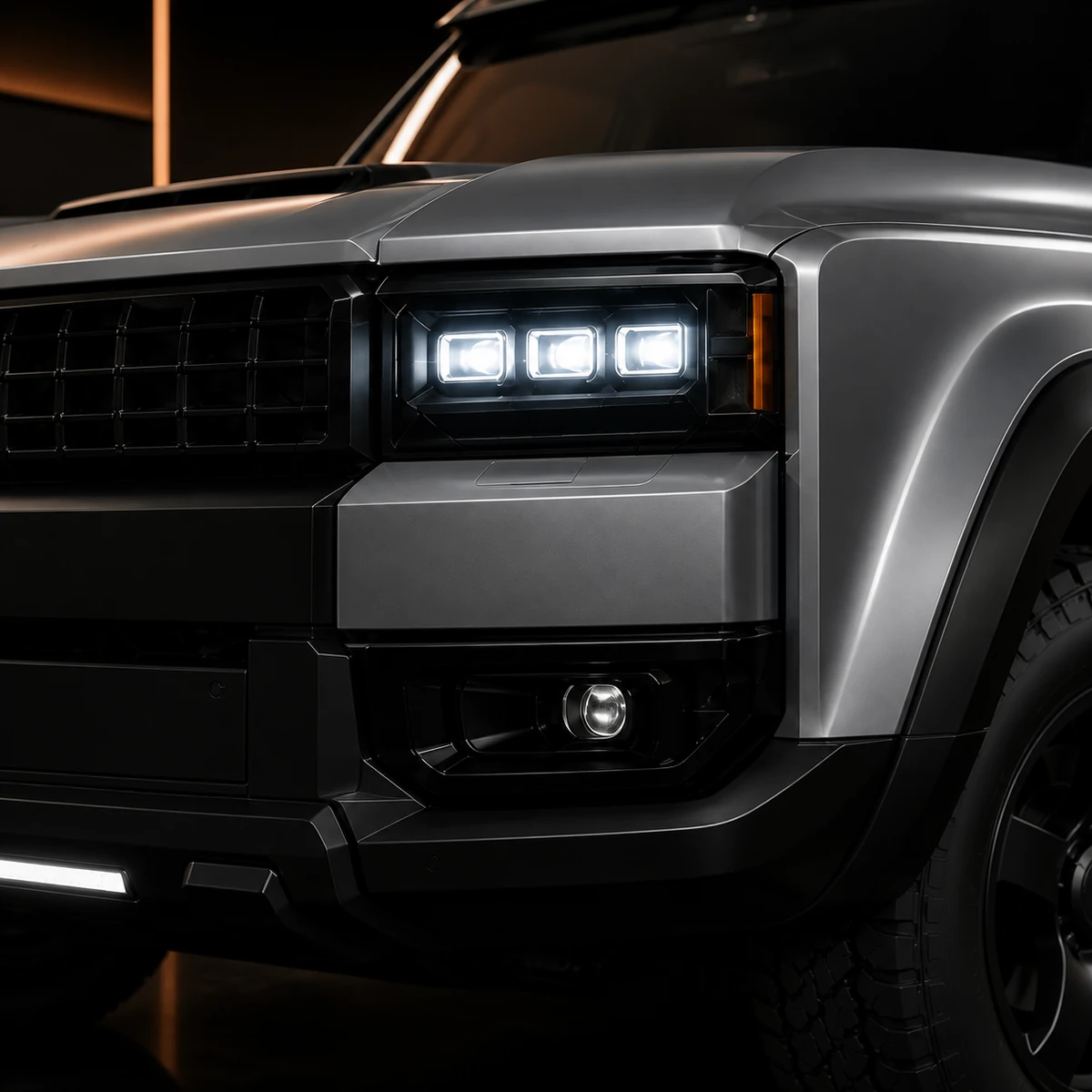 Toyota Land Cruiser 250 SPORT square headlamp and low front bumper package AI concept detail
