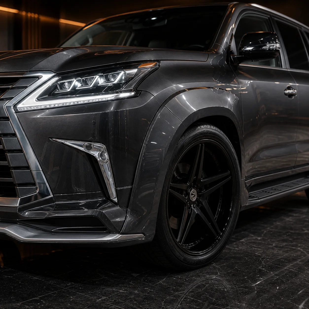 Lexus LX570 factory aero-compatible front wide-fender AI concept detail