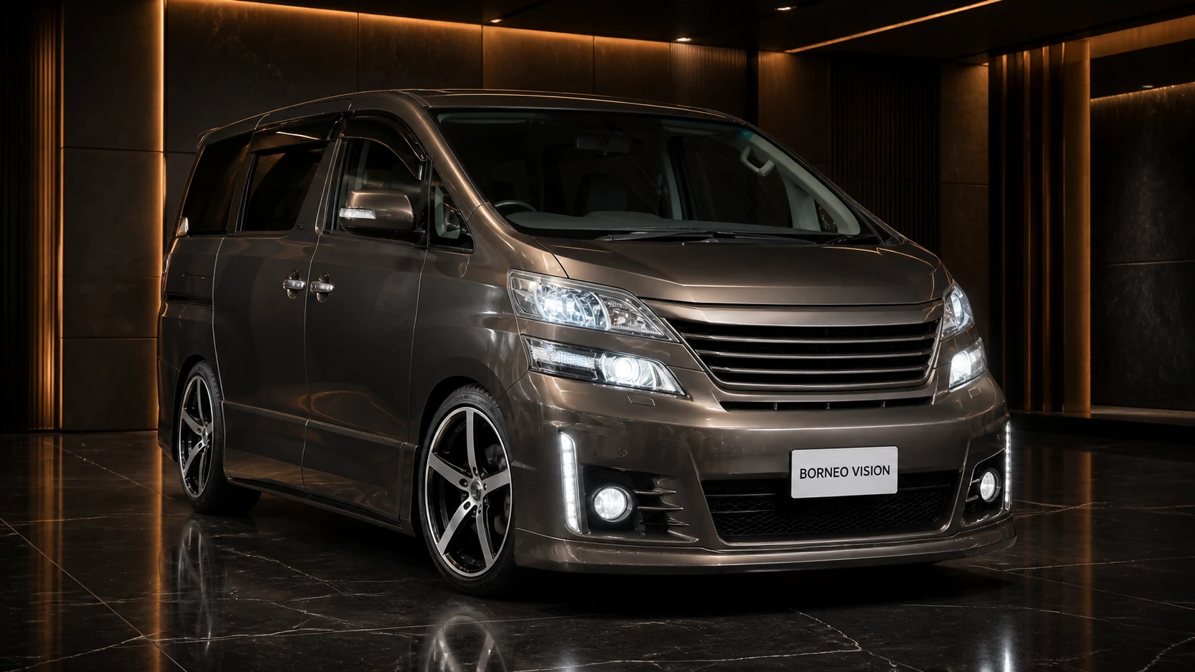 Graphite Bronze Toyota Vellfire 20 early Type I grand full-bumper combination front AI concept visual