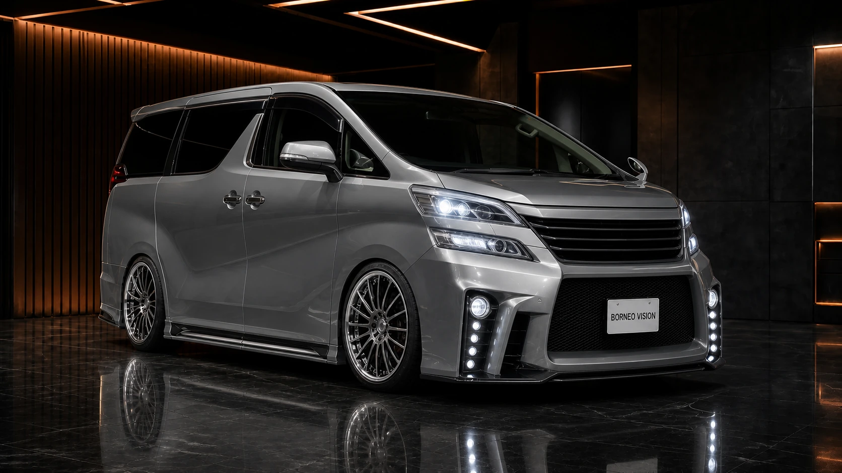 Titanium Grey Toyota Vellfire 20 late Pure VIP GT Type I full-bumper AI concept visual