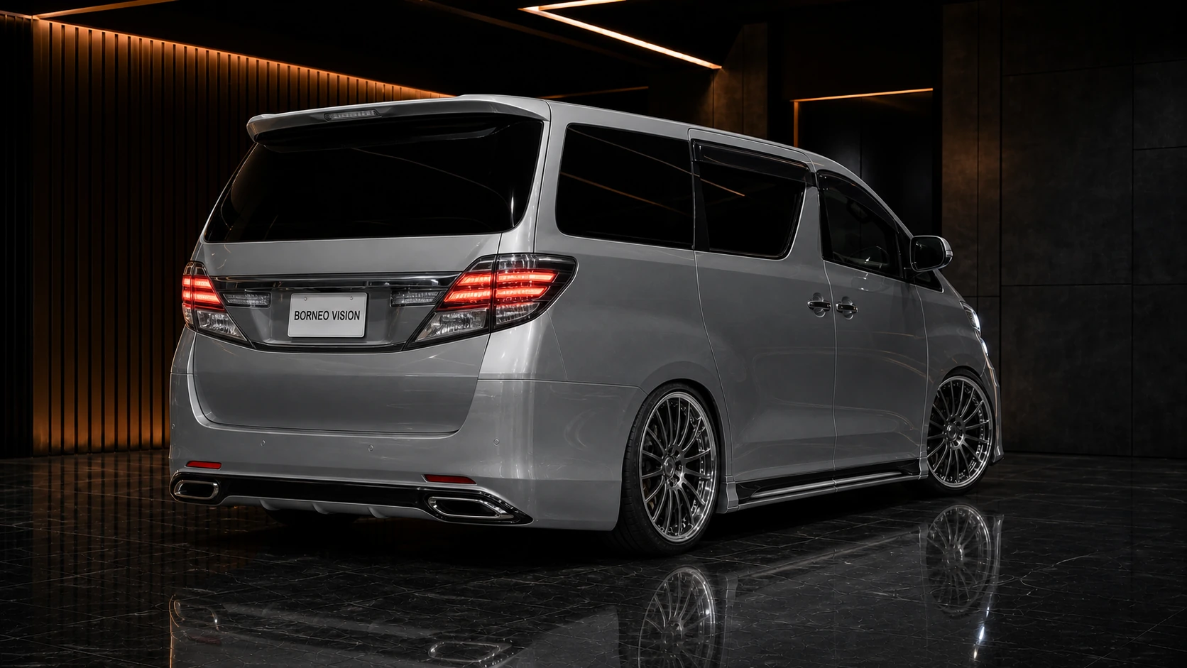Titanium Grey Toyota Vellfire 20 late Type I capped-finisher rear AI concept visual