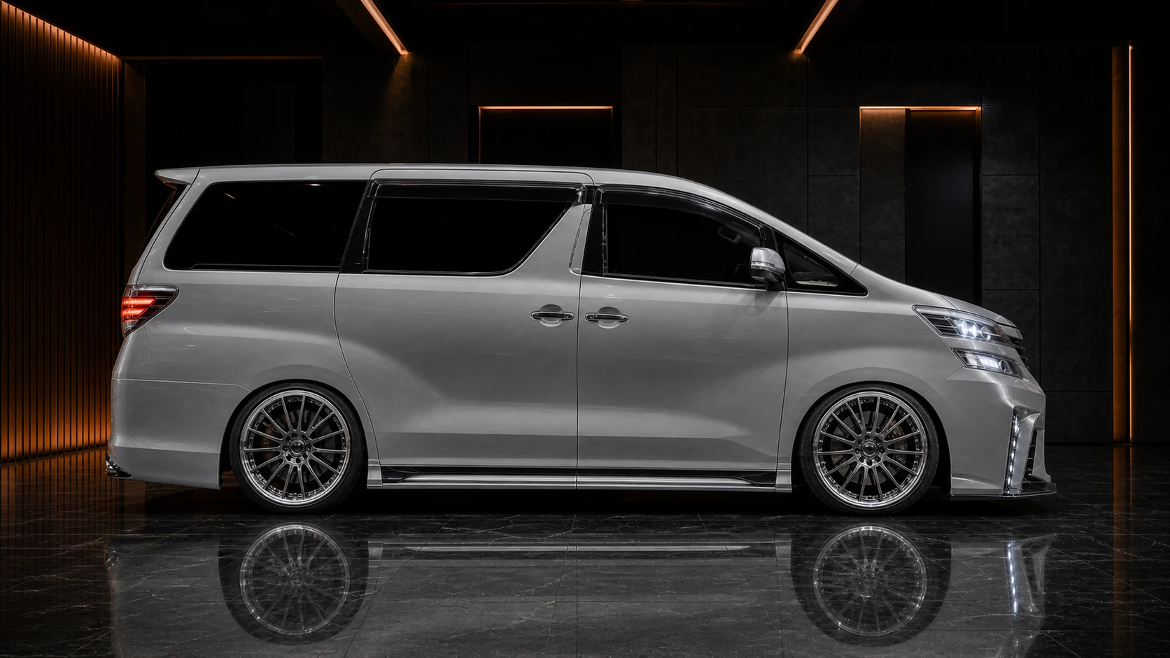 Titanium Grey Toyota Vellfire 20 late Z-grade side-step AI concept visual