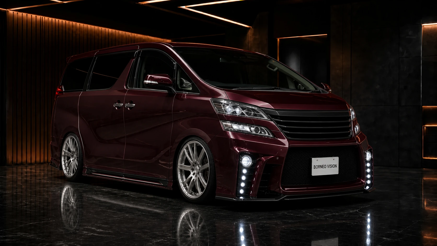 Deep Burgundy Toyota Vellfire 20 late Pure VIP GT Type II AI concept visual