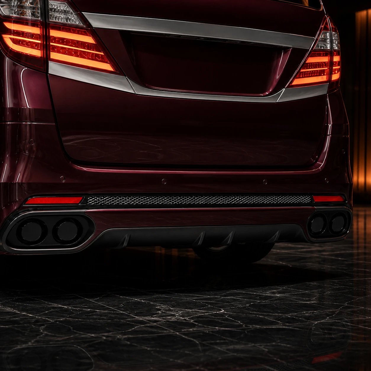 Toyota Vellfire 20 late Type II silver-mesh vent and four capped aperture AI concept detail