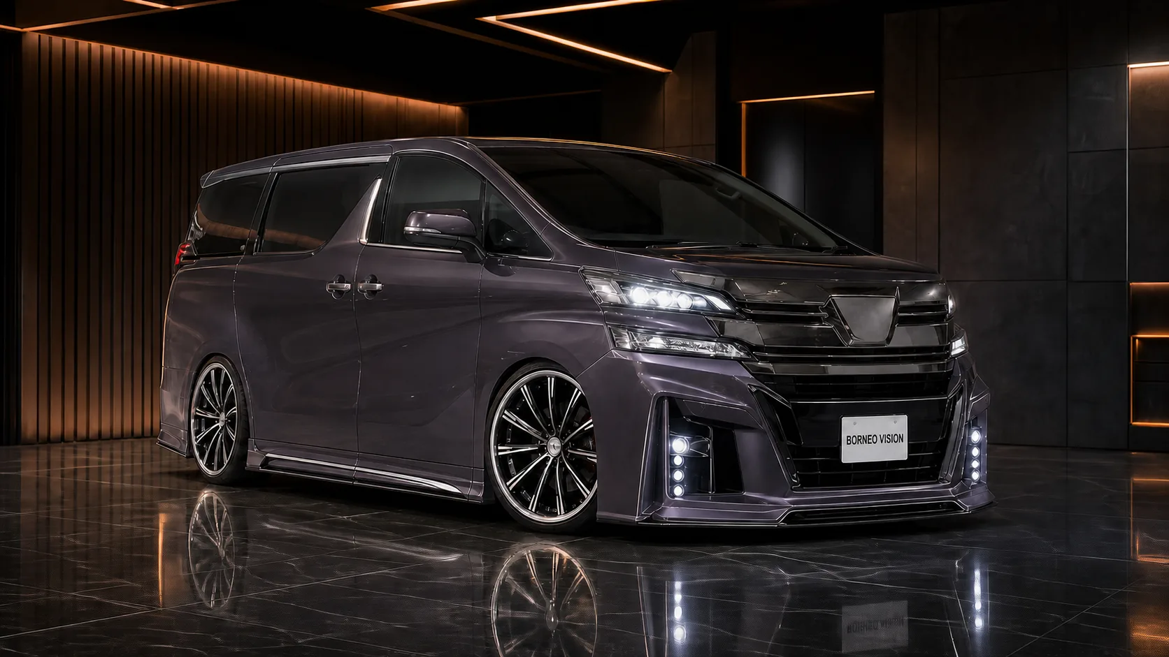 Titanium Violet-Grey Toyota Vellfire 30 pre-facelift Pure VIP GT full-bumper AI concept visual