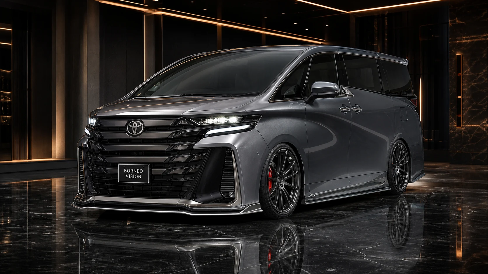 Toyota Vellfire 40 SPORT Complete Aero front three-quarter AI concept visual