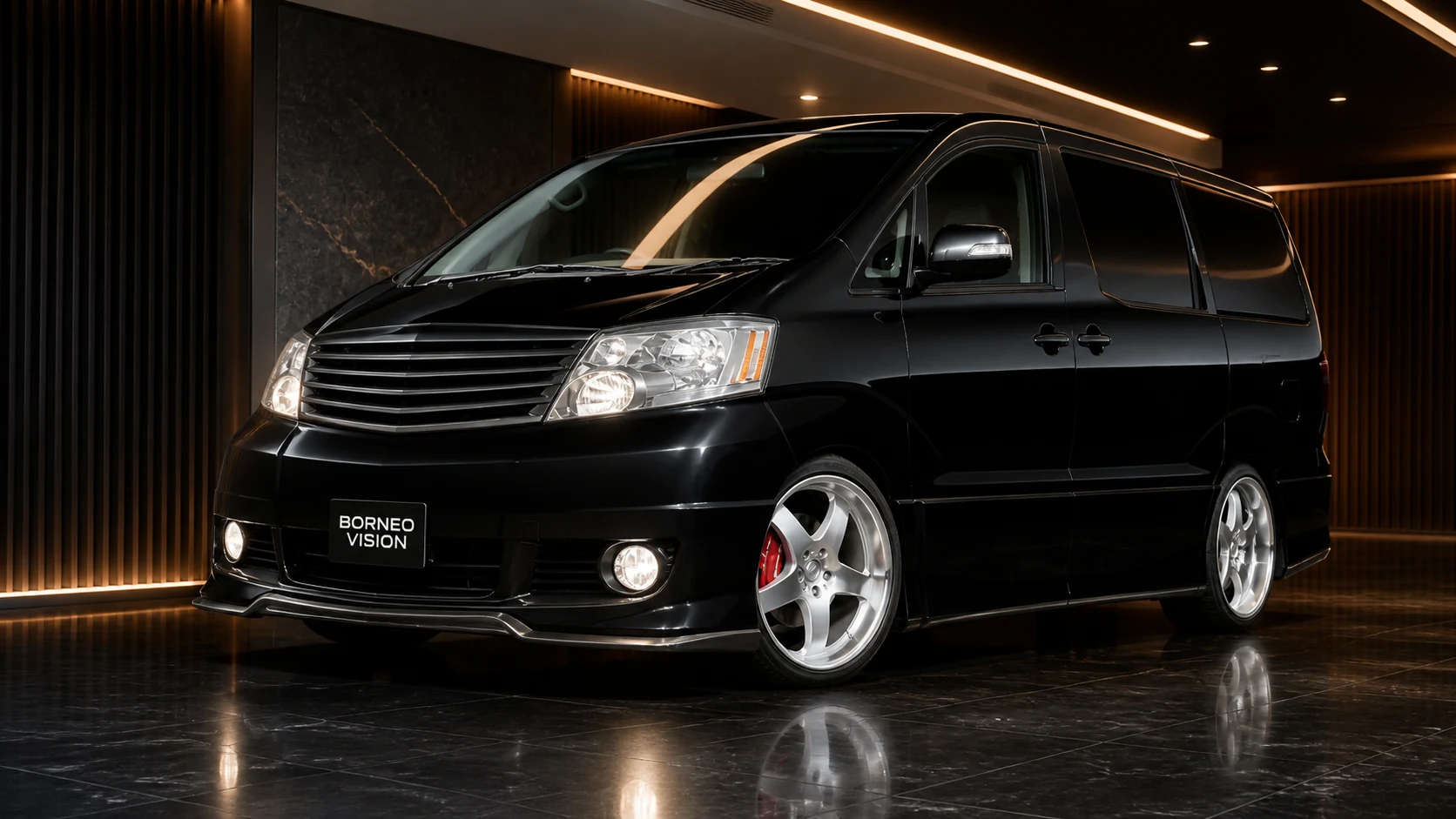 Sports Aero Front Spoiler — Toyota Alphard 10 MS/AS Pre-Facelift (2002–2005) — front three-quarter