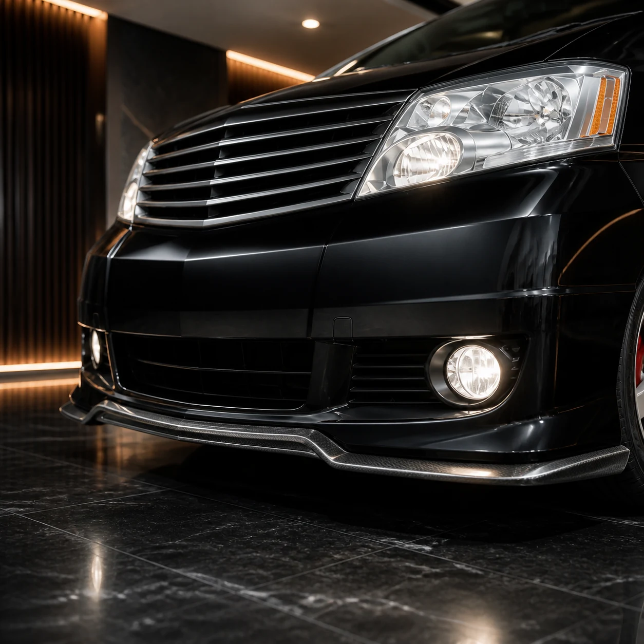 Sports Aero Front Spoiler — Toyota Alphard 10 MS/AS Pre-Facelift (2002–2005) — front aero detail