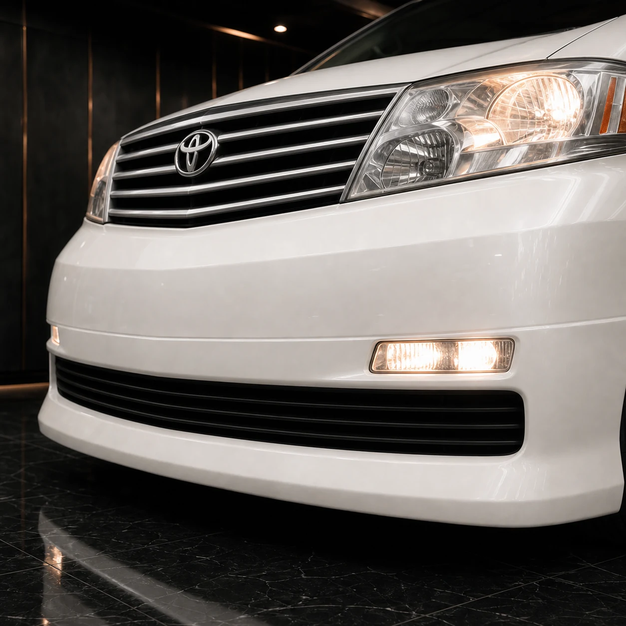 Executive Aero V1 — Toyota Alphard 10 MZ/AZ/MX/AX Pre-Facelift (2002–2005) — front aero detail