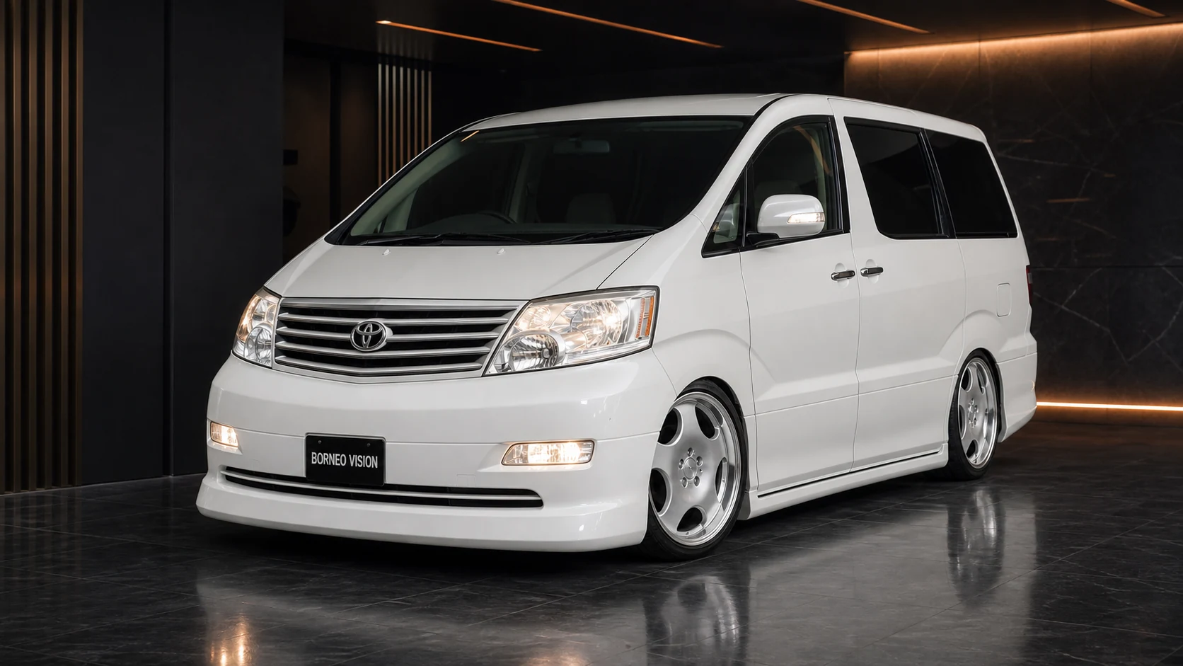 Executive Aero V2 — Toyota Alphard 10 MZ/AZ/MX/AX Pre-Facelift (2002–2005) — front three-quarter