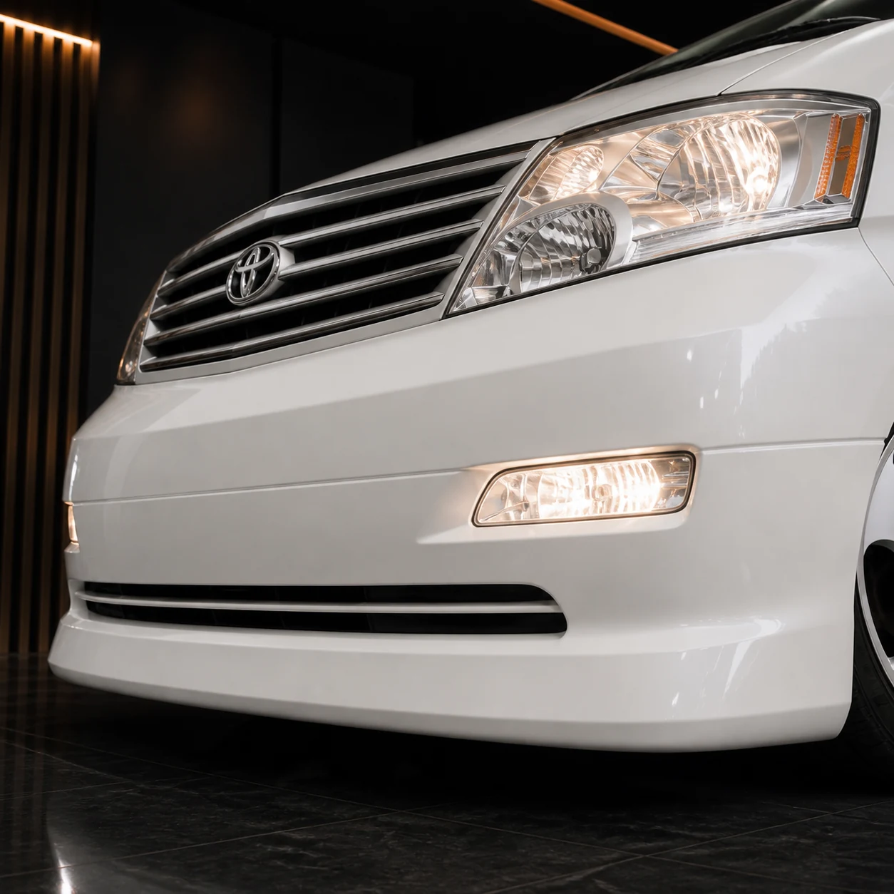 Executive Aero V2 — Toyota Alphard 10 MZ/AZ/MX/AX Pre-Facelift (2002–2005) — front aero detail