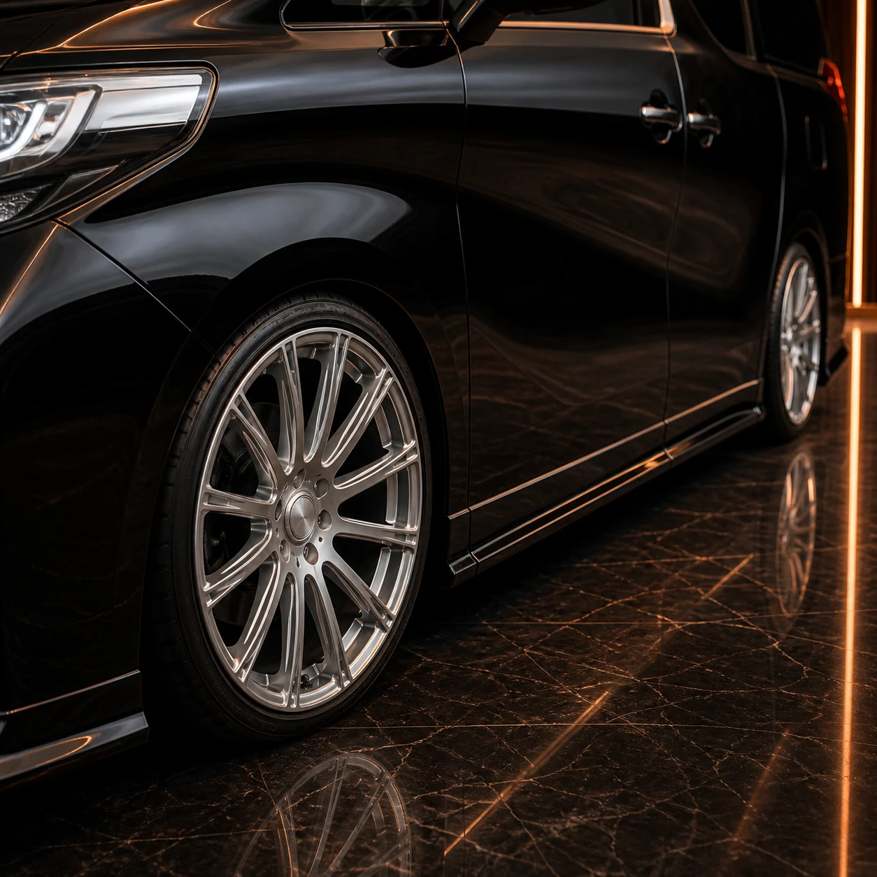 Sport Aero Half Type — Toyota Alphard 30 S/SA/SR (2015–2017) — wheel and side detail
