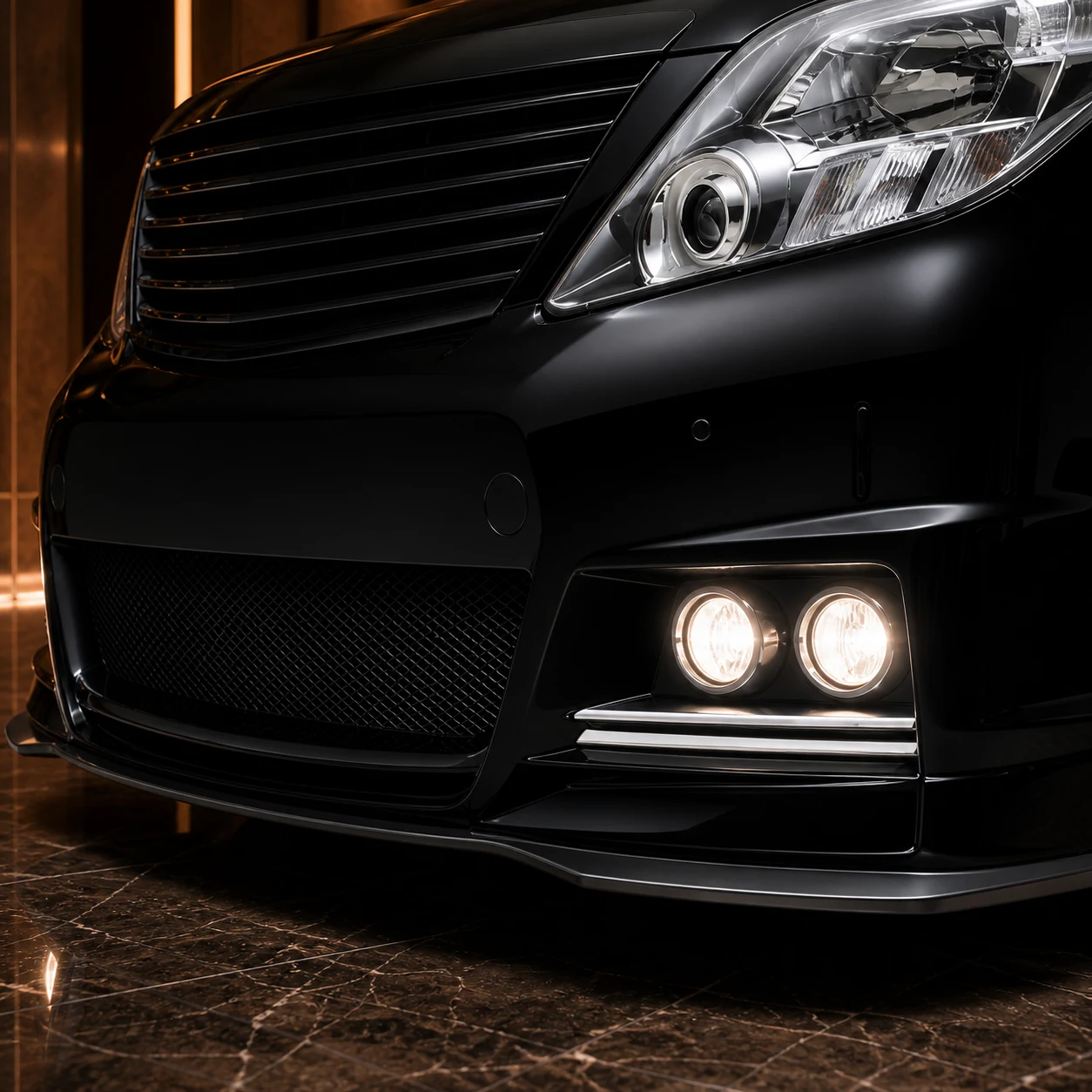 Sport Aero Black Edition FOG — Toyota Alphard 20 Pre-Facelift (2008–2011) — front aero detail
