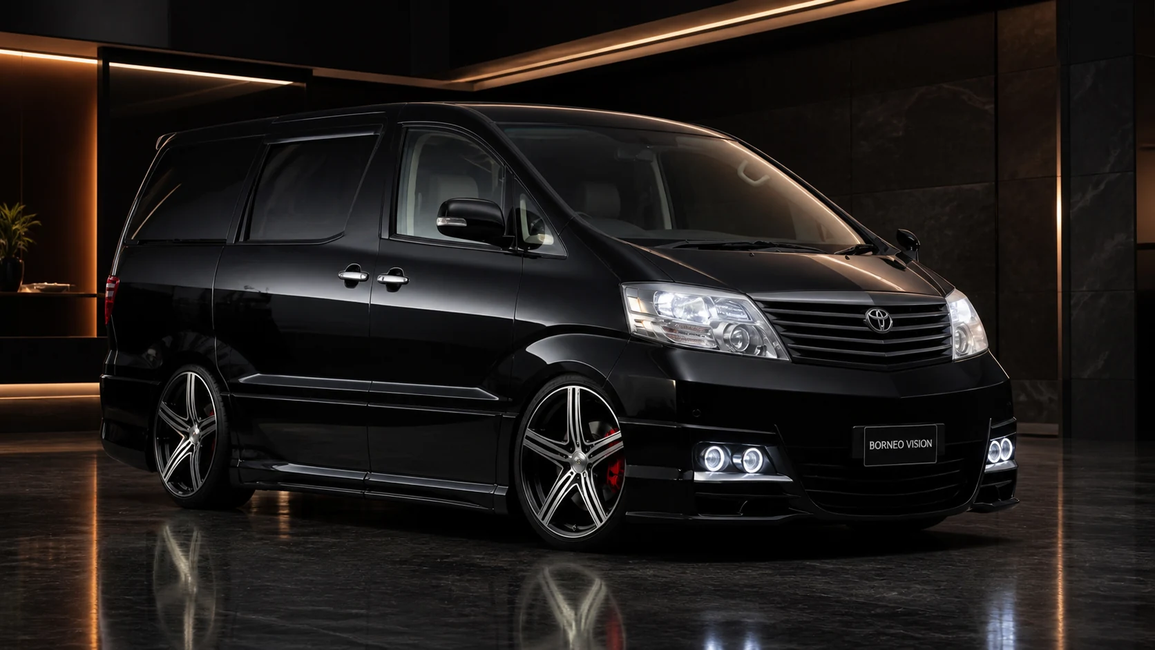 Sport Aero Black Edition FOG — Toyota Alphard 10 Facelift (2005–2008) — front three-quarter
