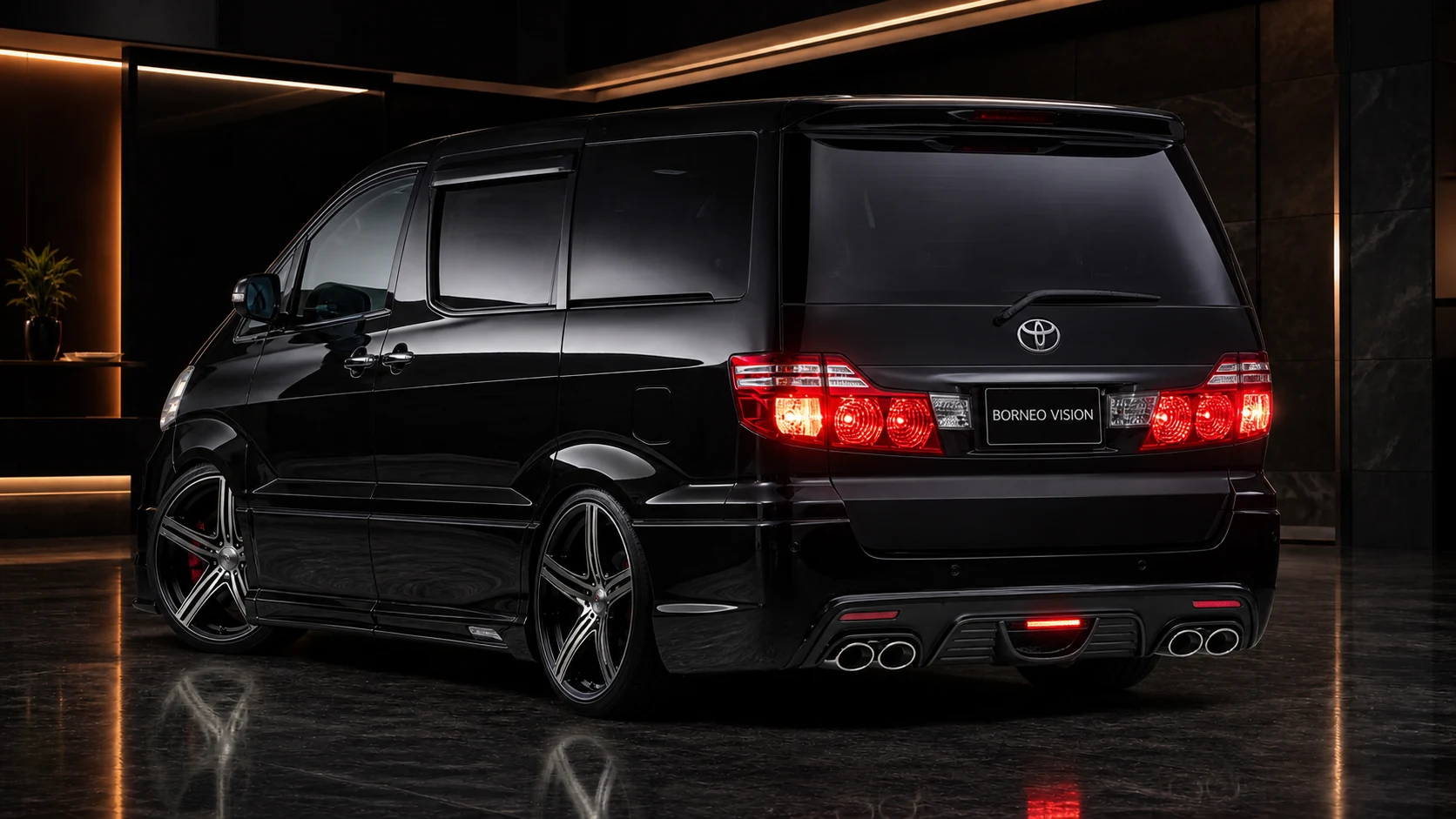 Sport Aero Black Edition FOG — Toyota Alphard 10 Facelift (2005–2008) — rear three-quarter