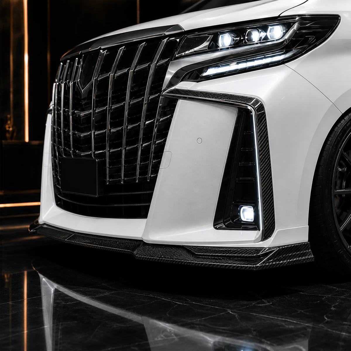 Toyota Alphard 30 CFRP front under and bumper garnish AI concept detail