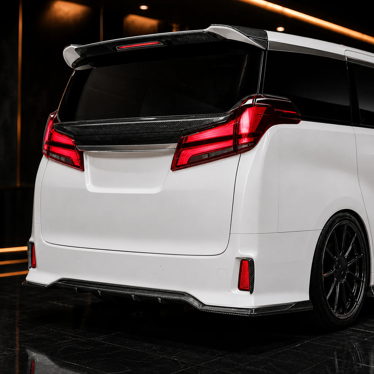 Toyota Alphard 30 CFRP rear diffuser and spoilers AI concept detail