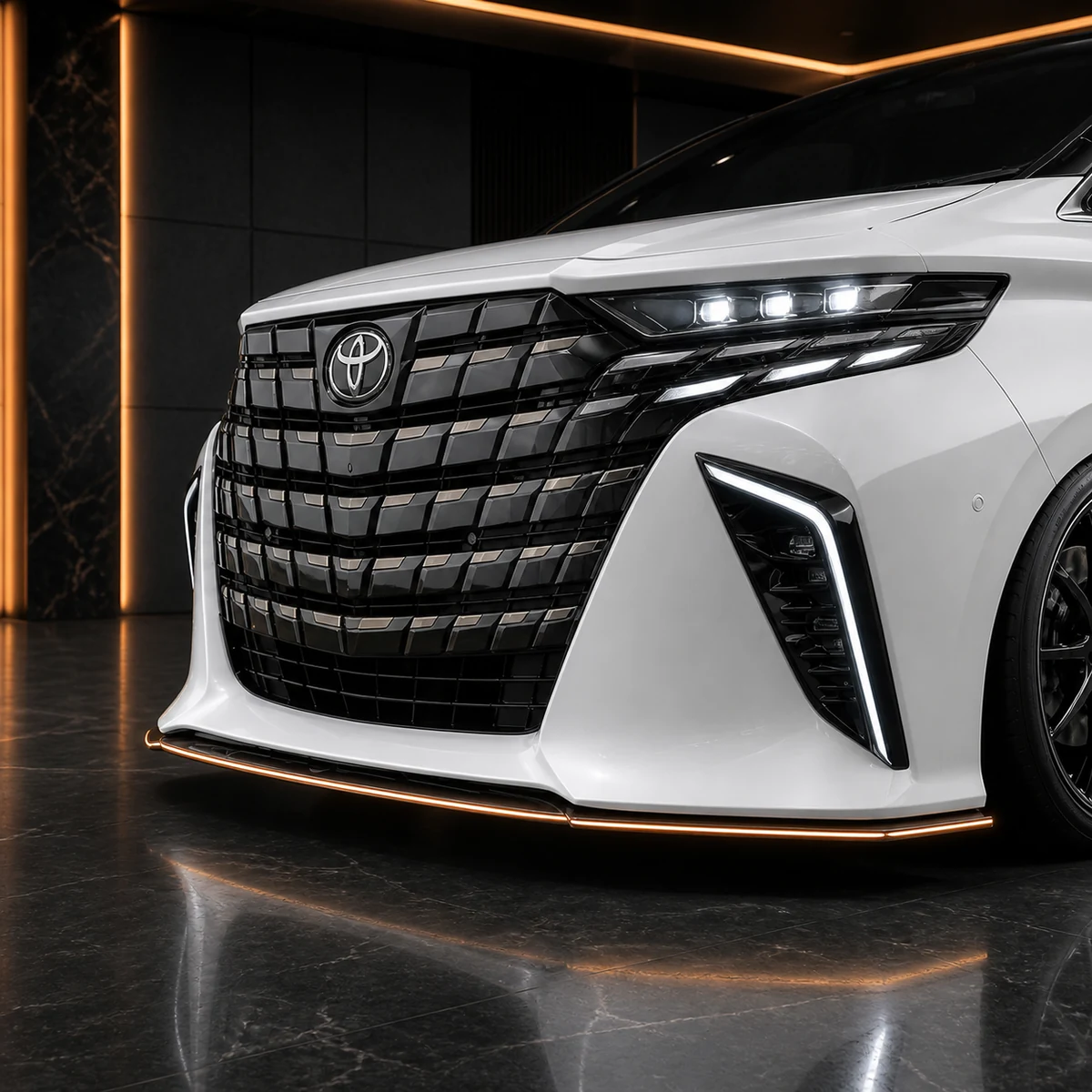 Toyota Alphard 40 Z Grade three-piece front under spoiler AI concept detail