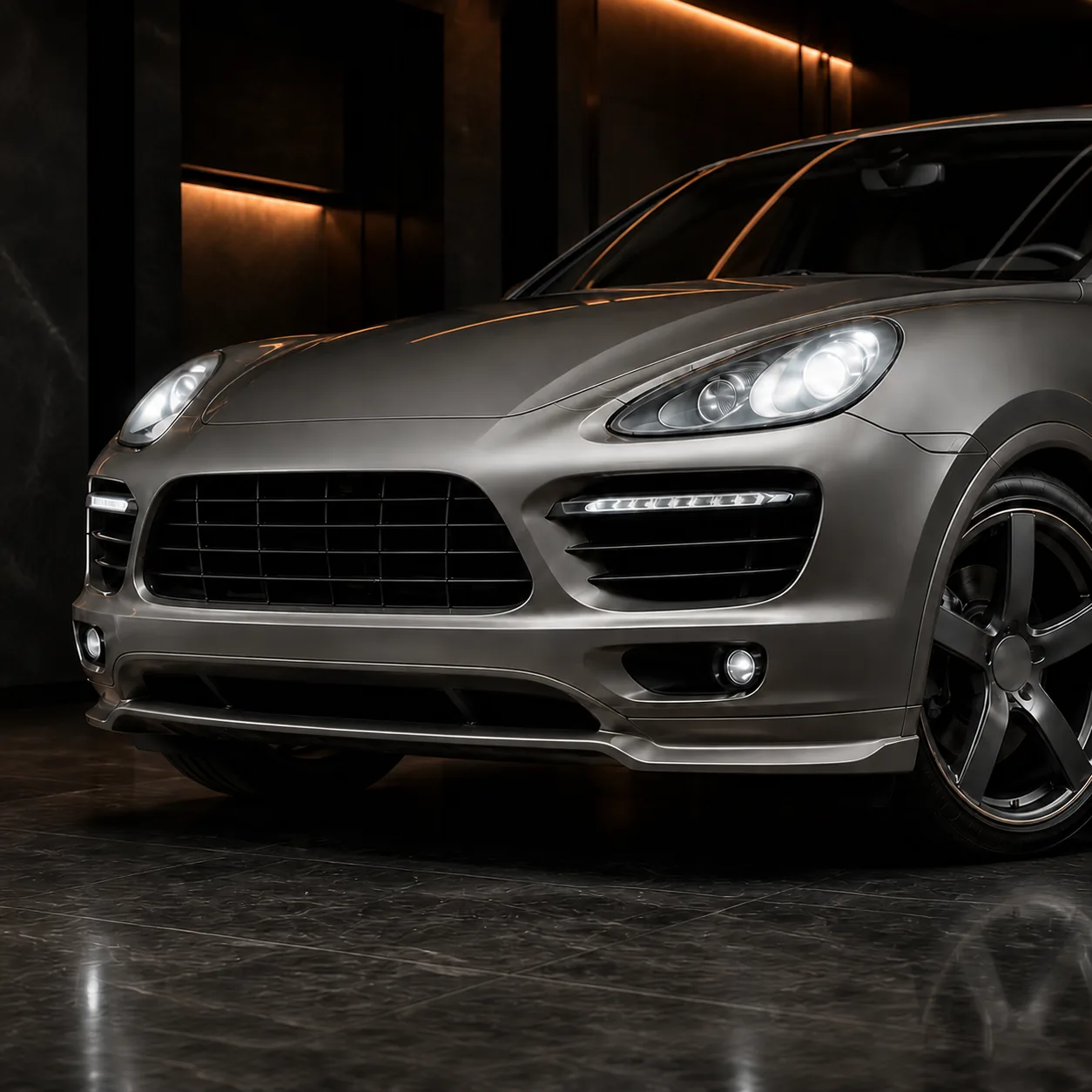 Porsche Cayenne Turbo 958 front half spoiler and Turbo bumper AI concept detail