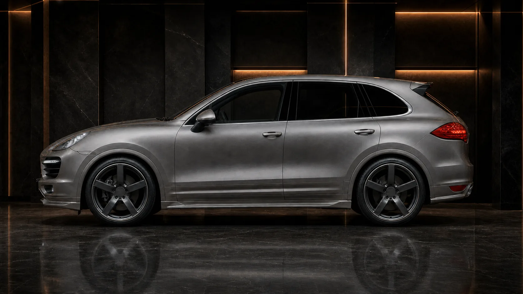 Porsche Cayenne Turbo 958 original-width arches and two-piece side-under AI concept profile
