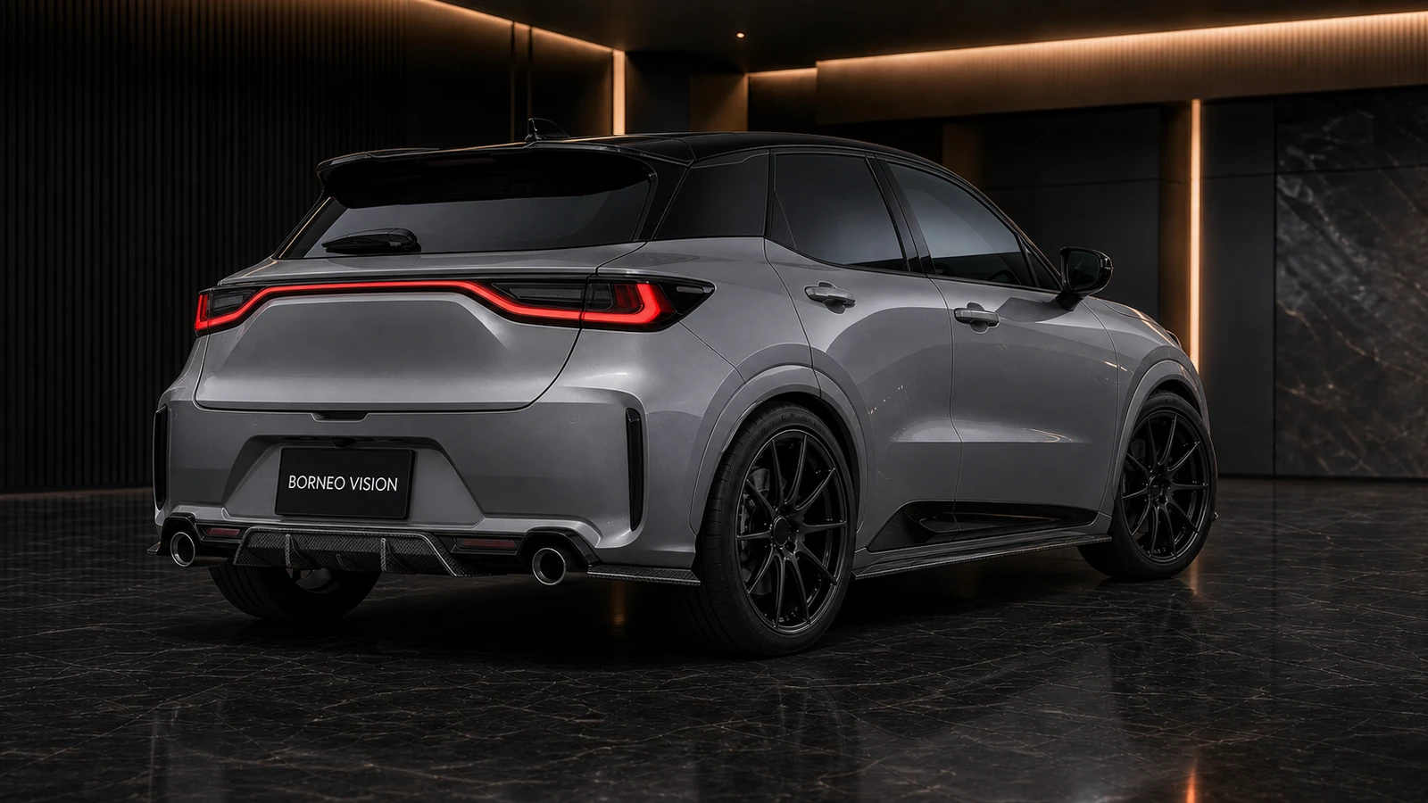 Titanium Grey Lexus LBX Morizo RR CFRP Press Recommended clean upper rear AI concept view