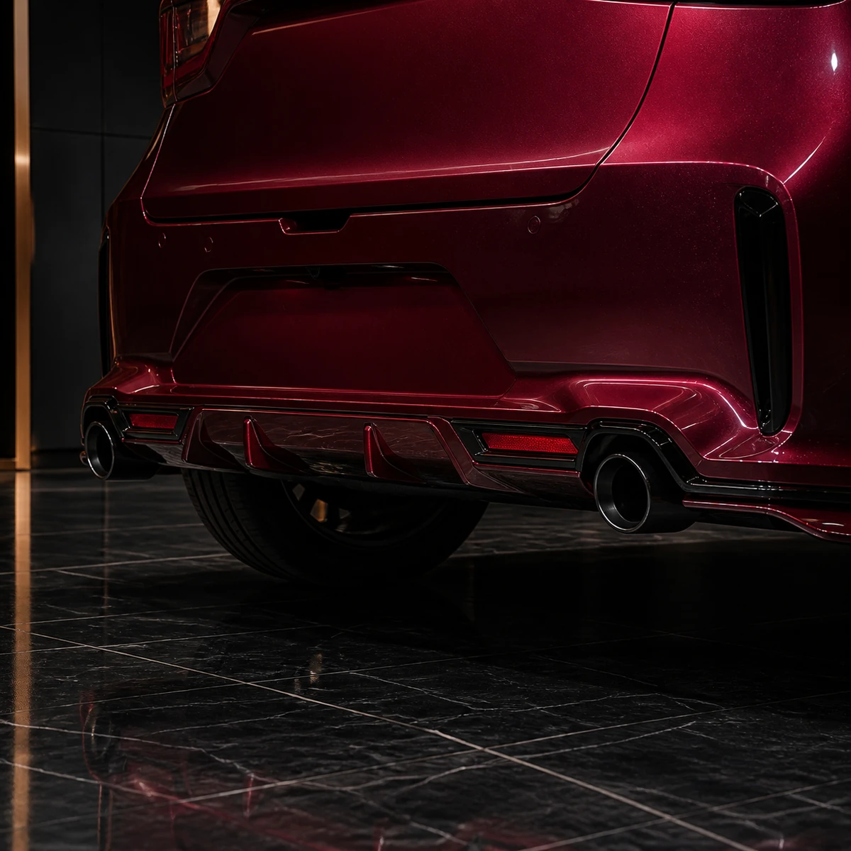 Lexus LBX Morizo RR smooth FRP rear diffusers with dark OEM exhaust AI concept detail