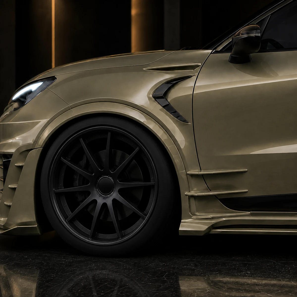 Lexus LBX Morizo RR GT front fender side-fin and layered side-aero AI concept detail