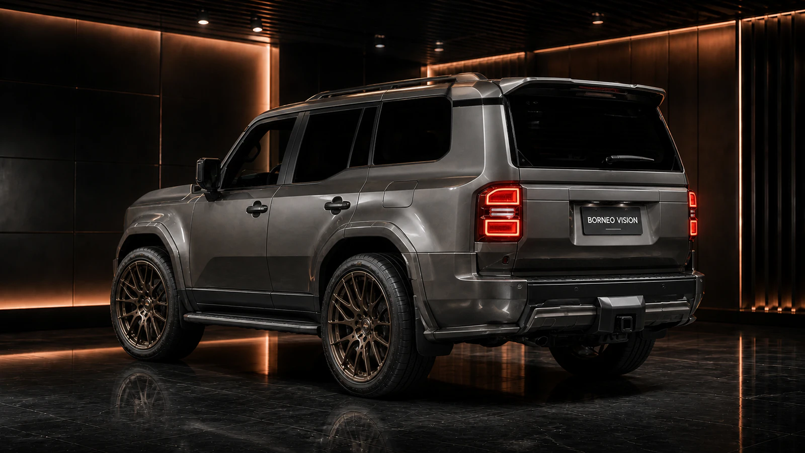 Toyota Land Cruiser 250 VX four-piece tow-hitch-compatible rear AI concept visual