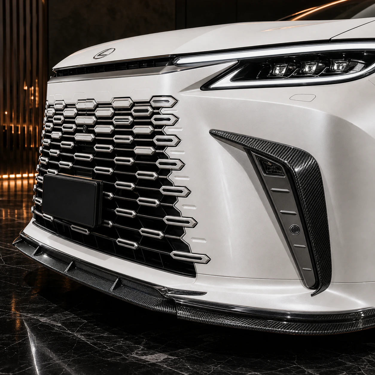 Lexus LM500h carbon front under and bumper garnish AI concept detail