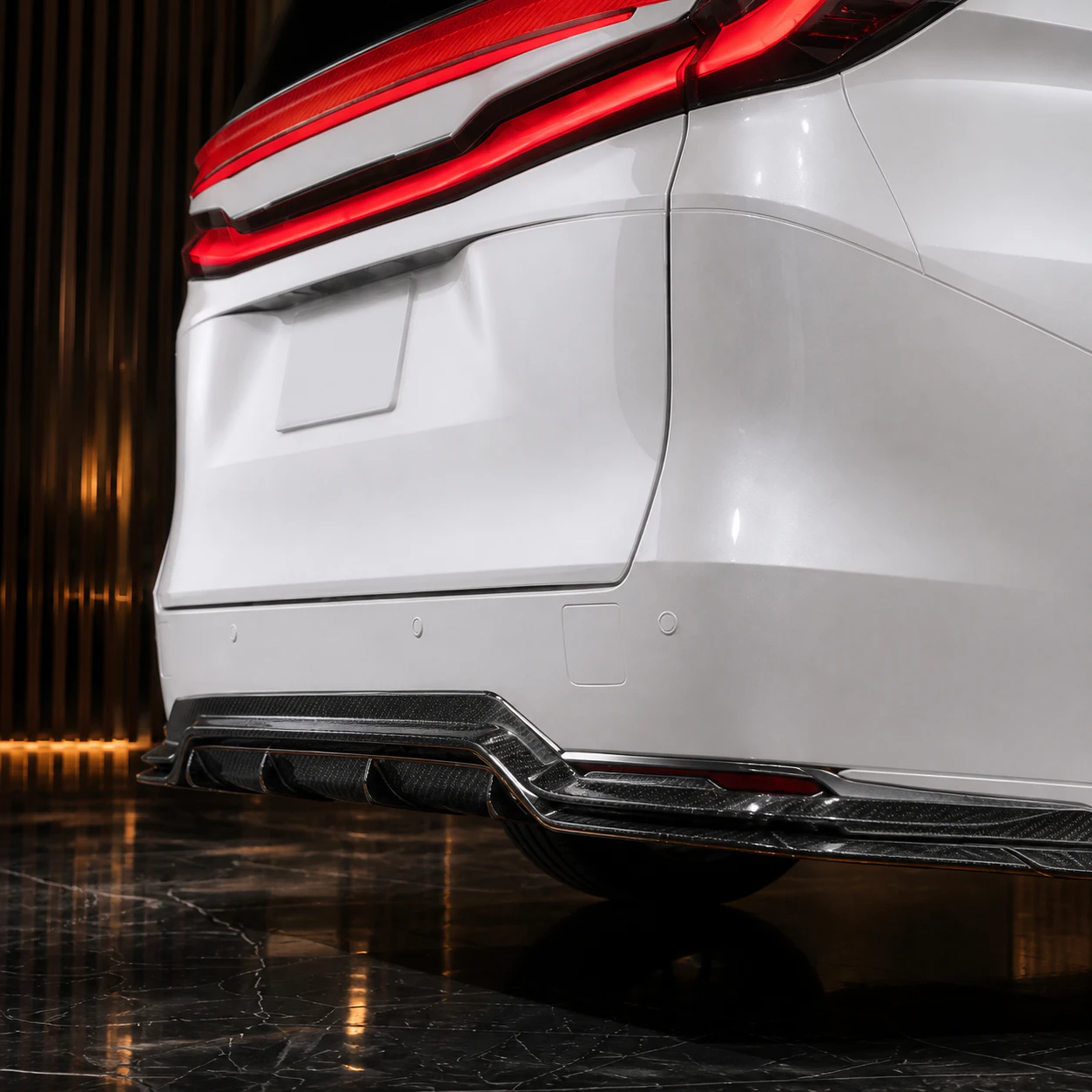 Lexus LM500h carbon rear under and bumper garnish AI concept detail