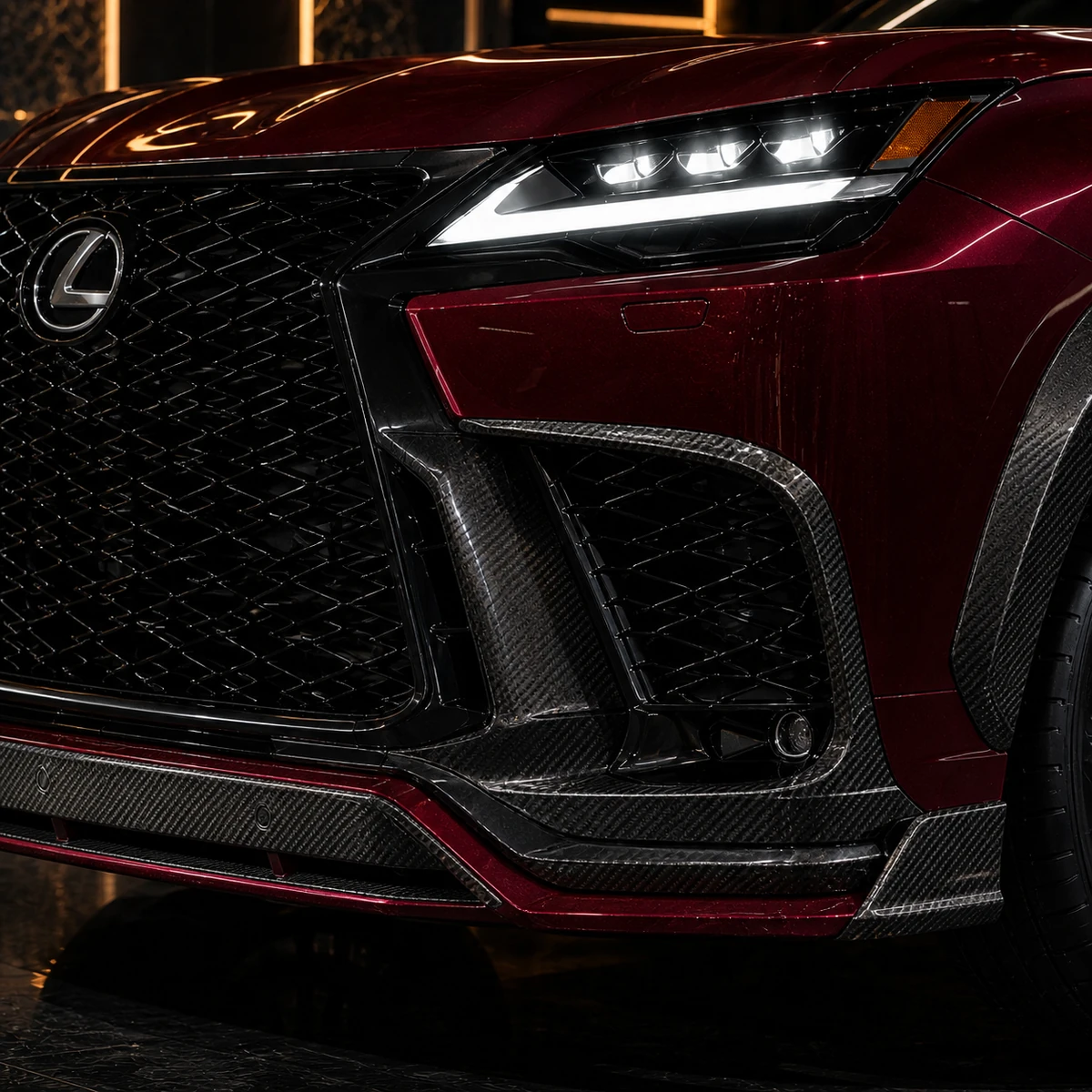 Lexus LX F SPORT mesh bumper partial-carbon front half and garnish AI concept detail