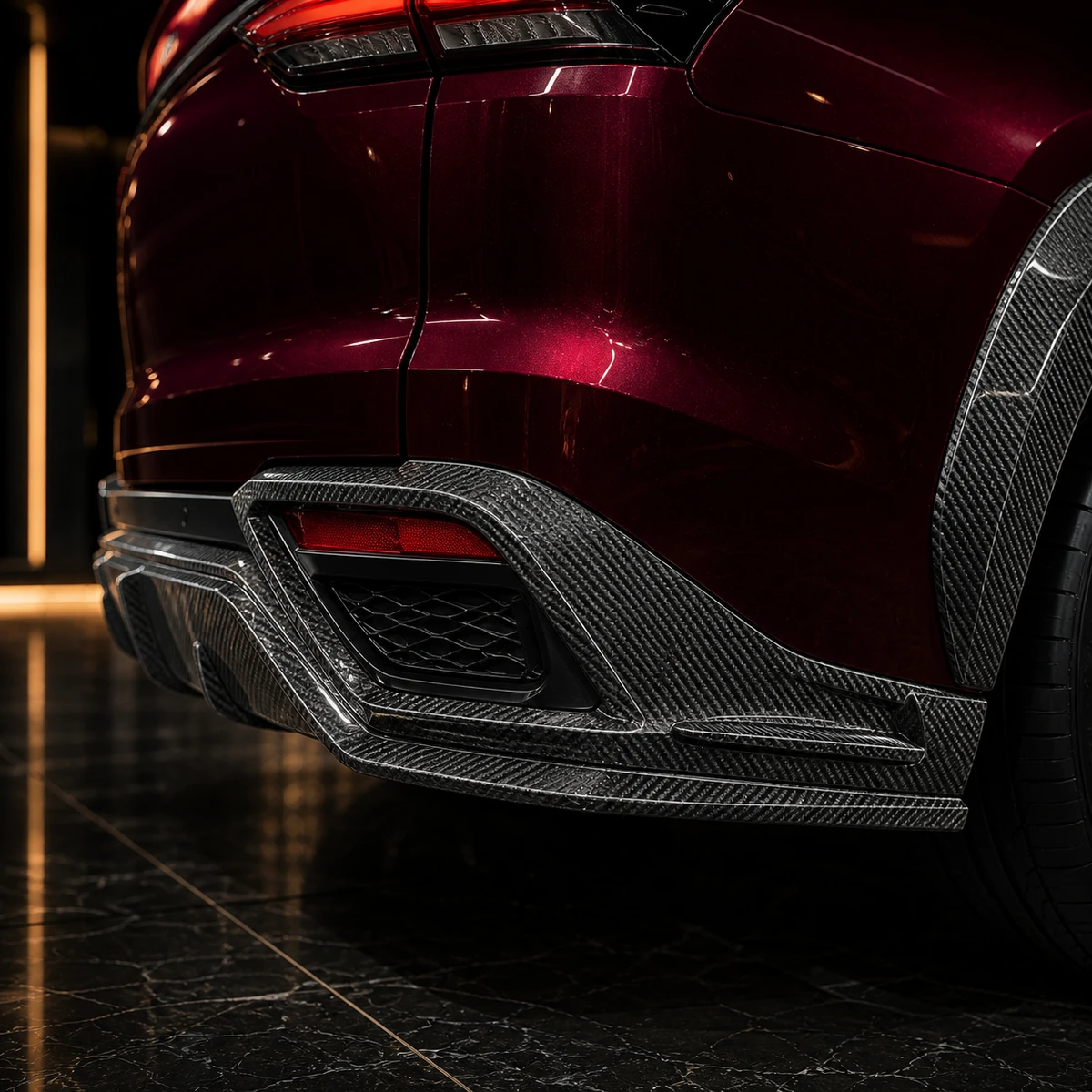 Lexus LX F SPORT partial-carbon five-piece rear lower spoiler AI concept detail