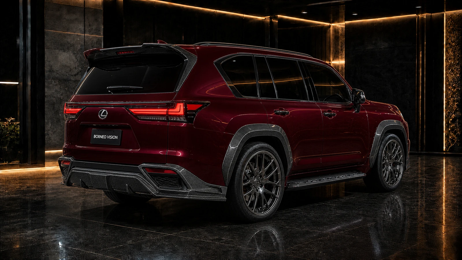 Lexus LX600 LX700h F SPORT partial-carbon rear and carbon gate roof spoilers AI concept visual