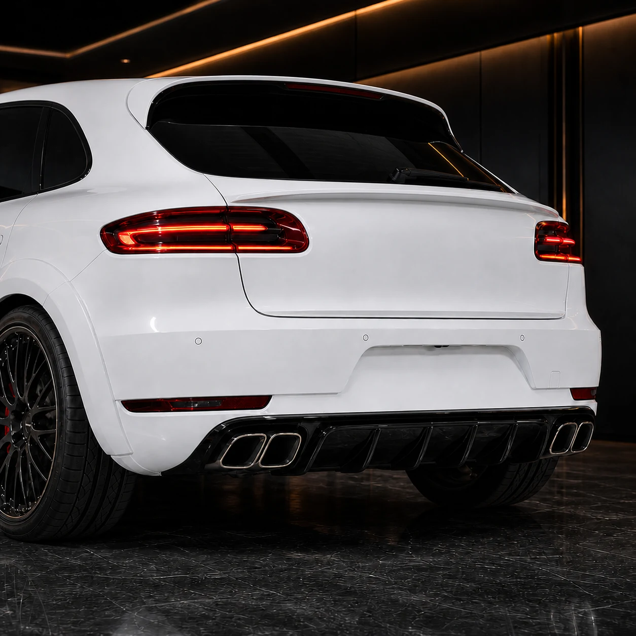 Porsche Macan Turbo 95B replacement rear diffuser and rear gate spoiler AI concept detail