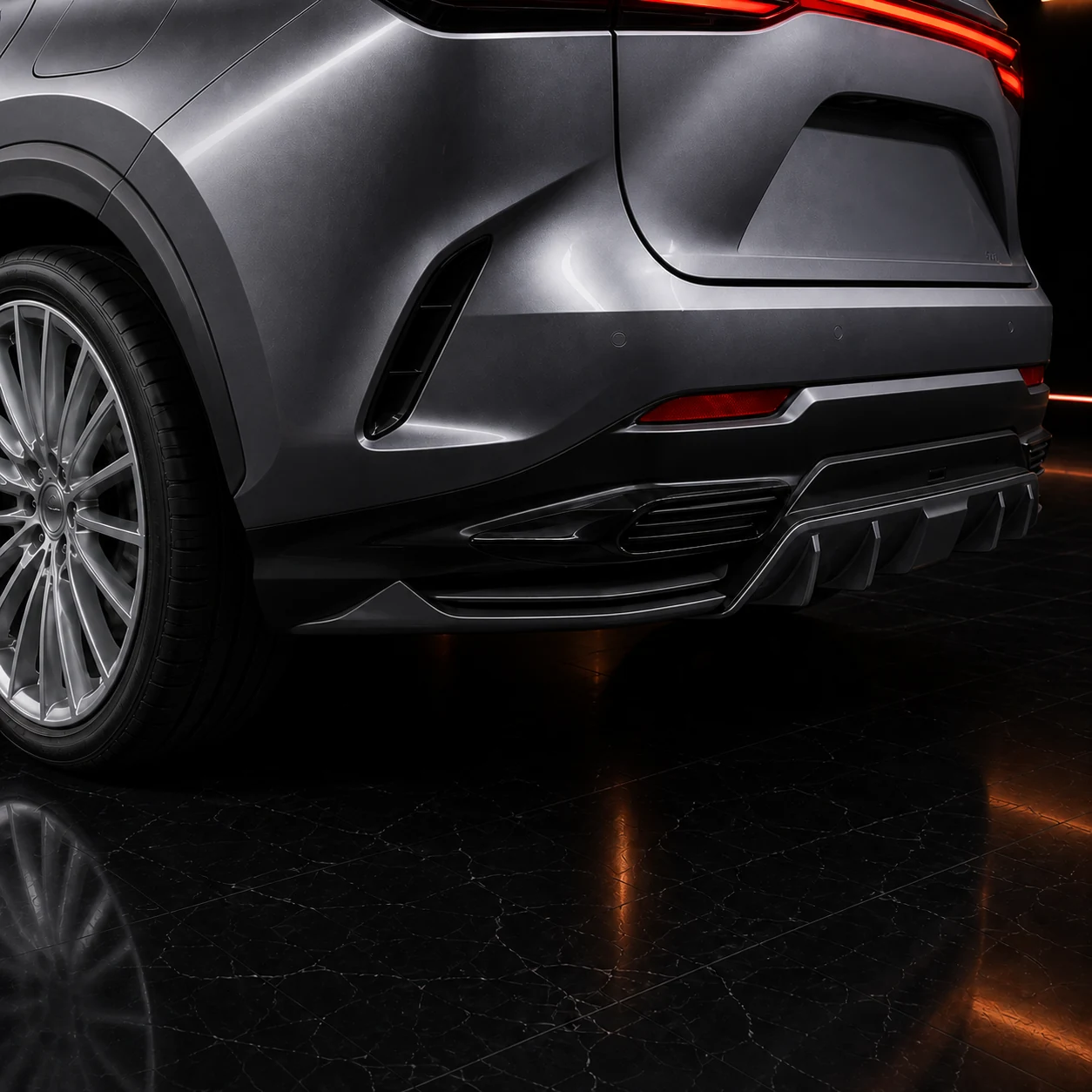 Lexus NX Version L concealed-exhaust rear under diffuser AI concept detail