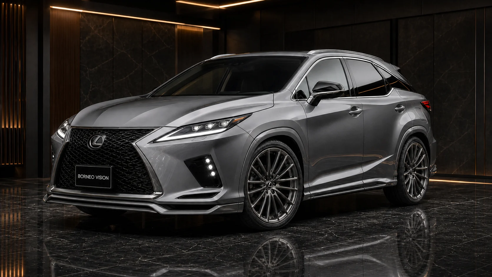 Titanium Grey Lexus RX300 F SPORT 8–10 mm mild-arch complete front AI concept visual