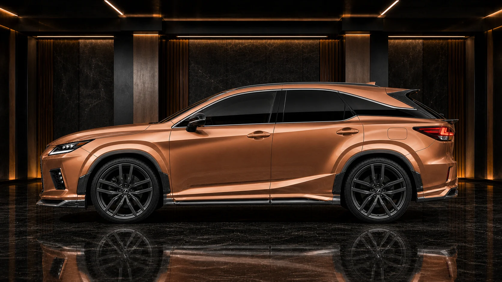 Borneo Copper Lexus RX450h F SPORT 30 mm mixed-material side AI concept visual