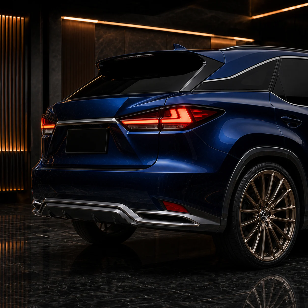 Lexus RX450h concealed-exhaust rear under, spoilers and mild arch AI concept detail