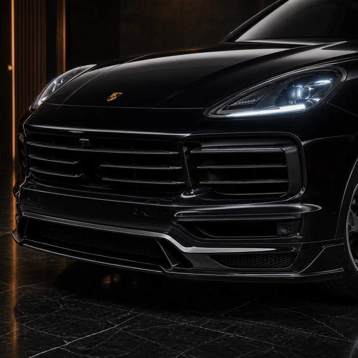 Sport Aero Black Edition — Porsche Cayenne Coupé 9YA (2019–2022) — front aero detail